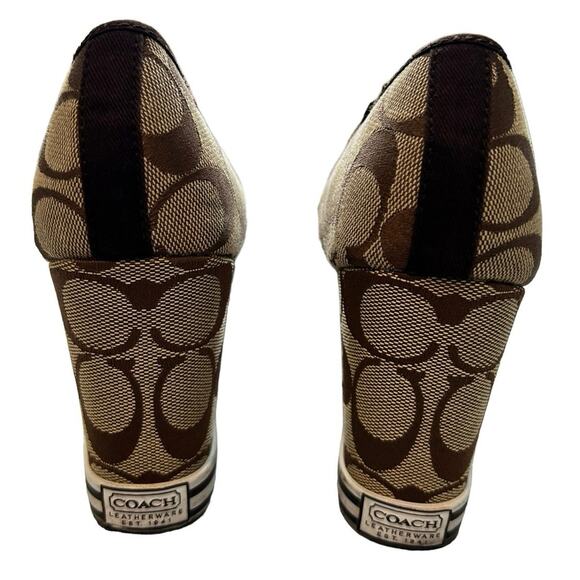 COACH Women’s Sweetie Bow Signature Canvas Wedge Heels in brown-Size 7.5 - Picture 4 of 6